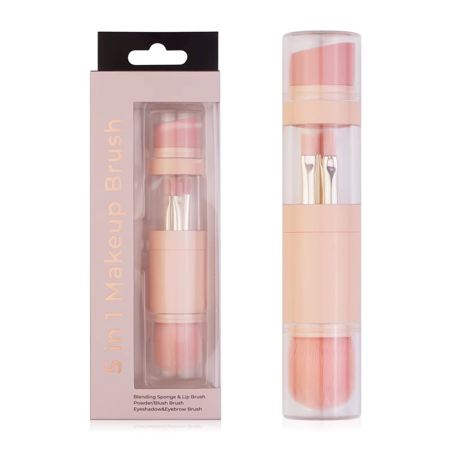 Transform Your Look with the 5 in 1 Portable Retractable Makeup Brush Set – Perfect for Foundation, Eyebrow, Lip, Eyeshadow, and Loose Powder!