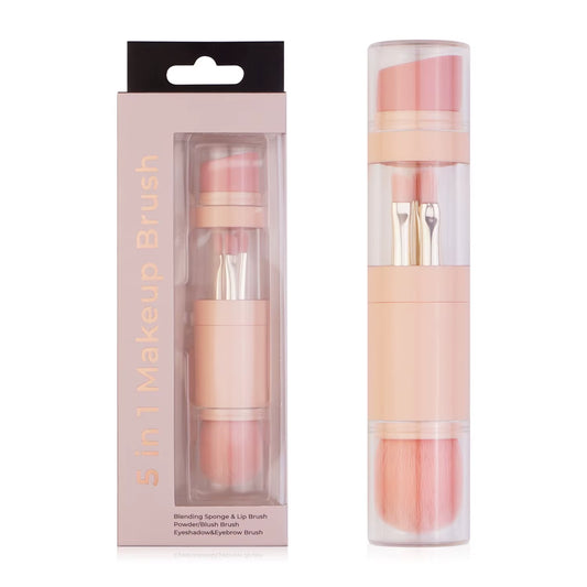 Transform Your Look with the 5 in 1 Portable Retractable Makeup Brush Set – Perfect for Foundation, Eyebrow, Lip, Eyeshadow, and Loose Powder!