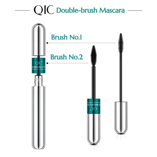 Transform Your Lashes with QIC Double Effect 4D Waterproof Mascara - Long Curling & Thickening Formula with Dual Brush Heads