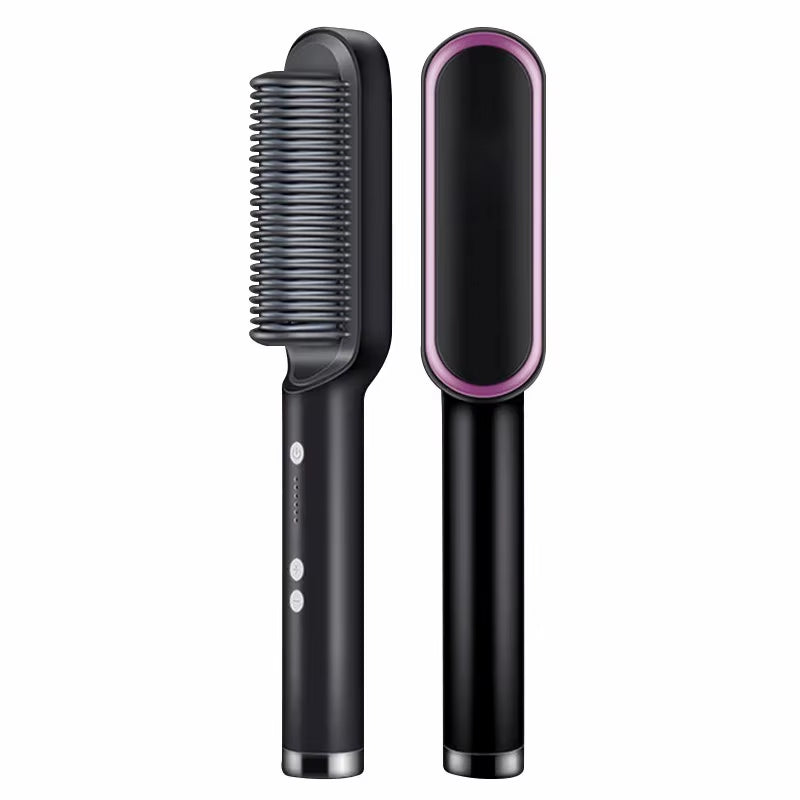 Transform Your Hair with the 2-in-1 Ceramic Hot Comb: Fast Heating Straightener and Brush for Effortless Styling