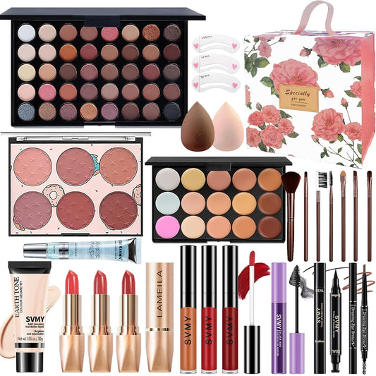 Ultimate Makeup Set for Women - All-in-One Kit for Beginners and Teens with Eyeshadow Palette, Lip Gloss, and More!