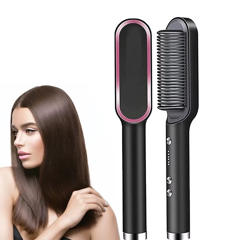 Transform Your Hair with the 2-in-1 Ceramic Hot Comb: Fast Heating Straightener and Brush for Effortless Styling