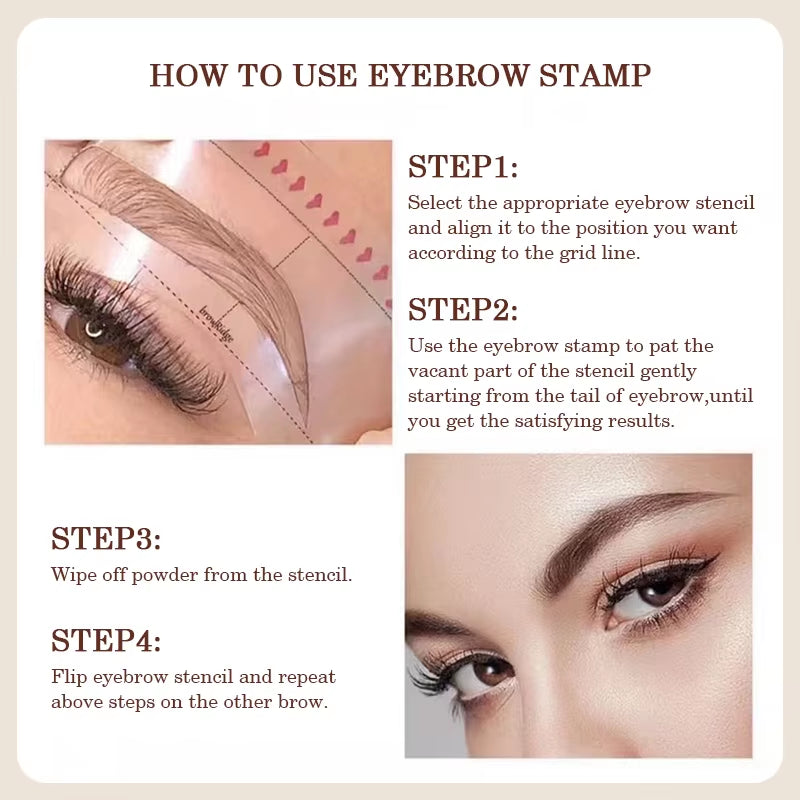Achieve Perfect Brows Effortlessly with the PTWOP One Step Eyebrow Stamp Shaping Kit – Waterproof Makeup Stencil & Brush Set!