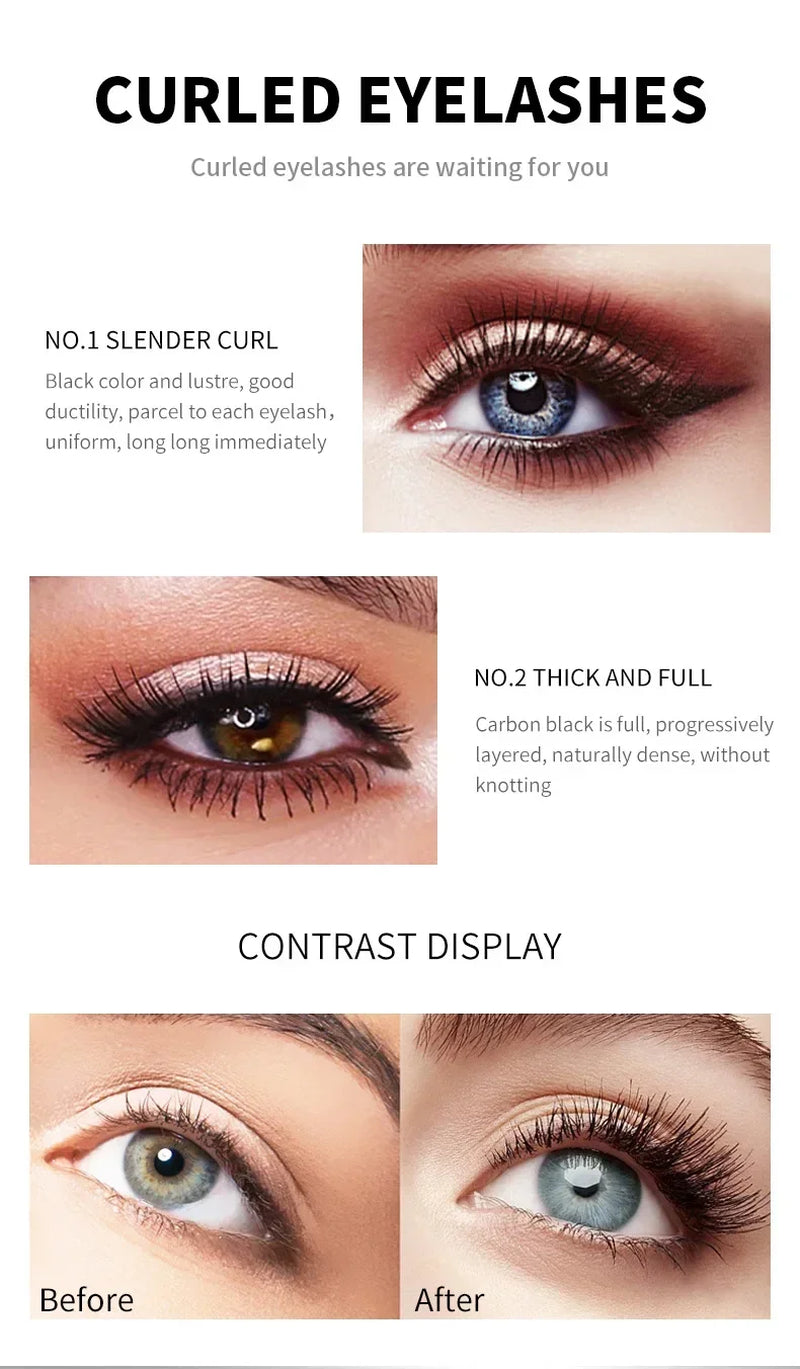 Transform Your Lashes with QIC Double Effect 4D Waterproof Mascara - Long Curling & Thickening Formula with Dual Brush Heads