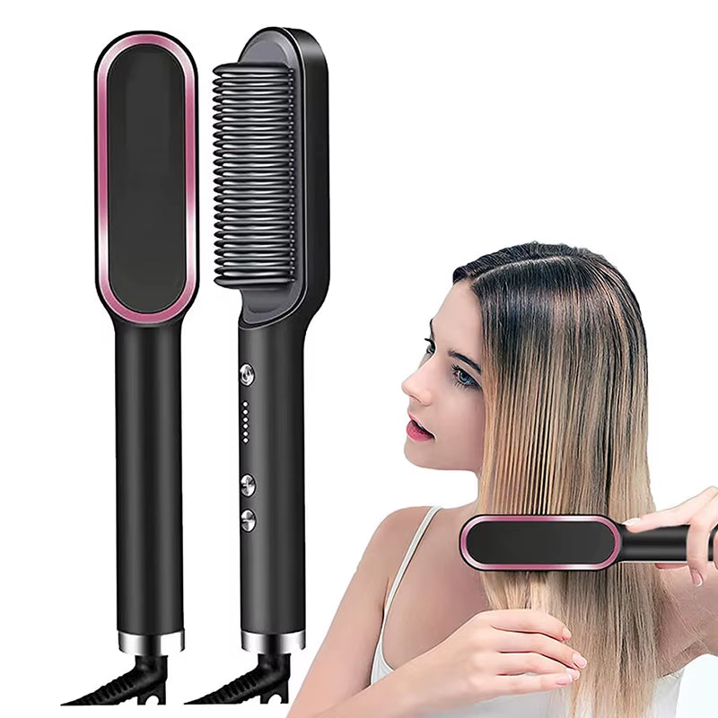 Transform Your Hair with the 2-in-1 Ceramic Hot Comb: Fast Heating Straightener and Brush for Effortless Styling