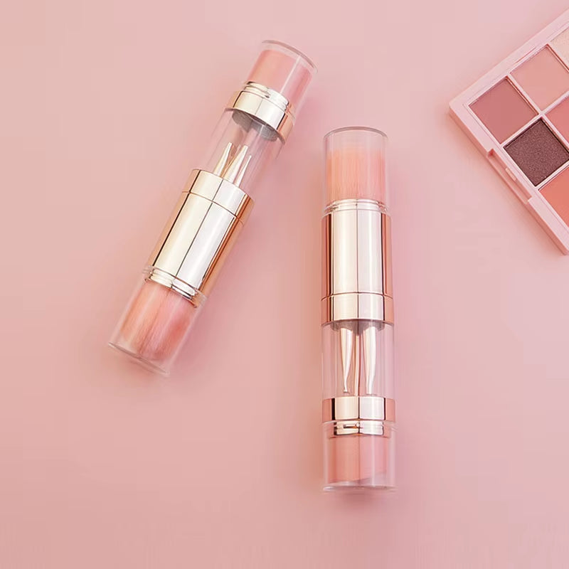 Transform Your Look with the 5 in 1 Portable Retractable Makeup Brush Set – Perfect for Foundation, Eyebrow, Lip, Eyeshadow, and Loose Powder!