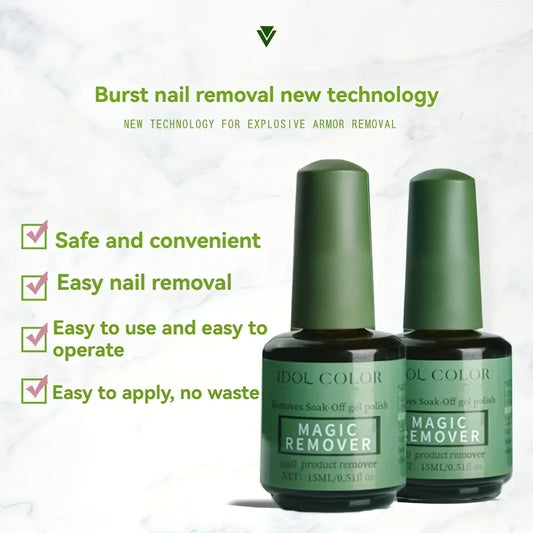 Effortless Gel Nail Polish Removal - Fast-Acting 0.51Fl.Oz (15Ml) Formula for Quick Results in Just 2-3 Minutes!
