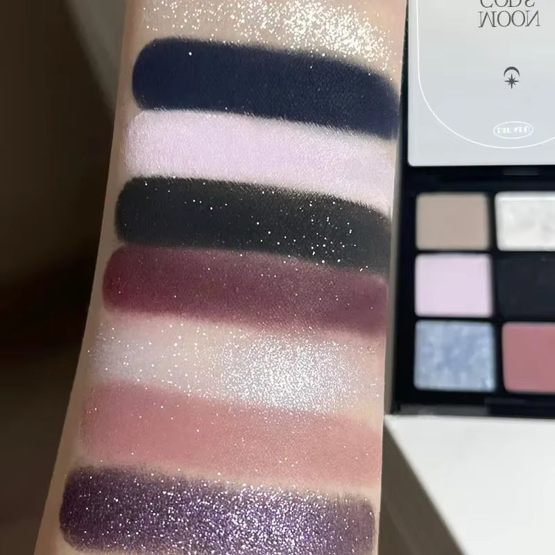 Unleash Your Inner Artist with the 9-Color Dark Punk Smoked Eyeshadow Palette – Vibrant Black, Purple, and Earthy Hues for Stunning Makeup Looks!