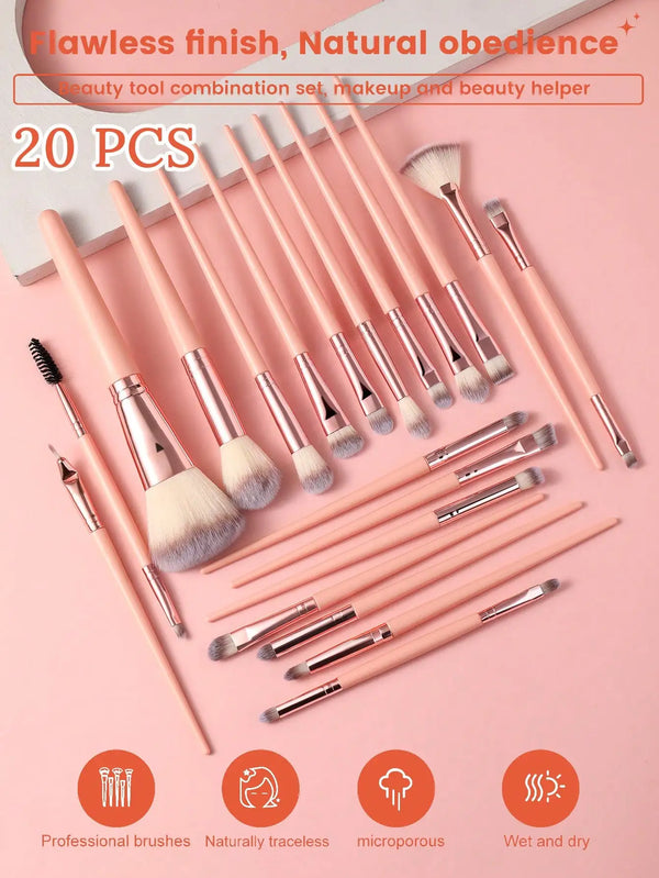 MAANGE 13/14/16/17/20/22pcs Professional Soft Hair Aluminum Tube Makeup Brush Set, Including Foundation Brush, Eyeshadow Brush, Eyebrow Brush, Blending Brush, Highlighter Brush, Concealer Brush, Suitable For Powder, Liquid, C