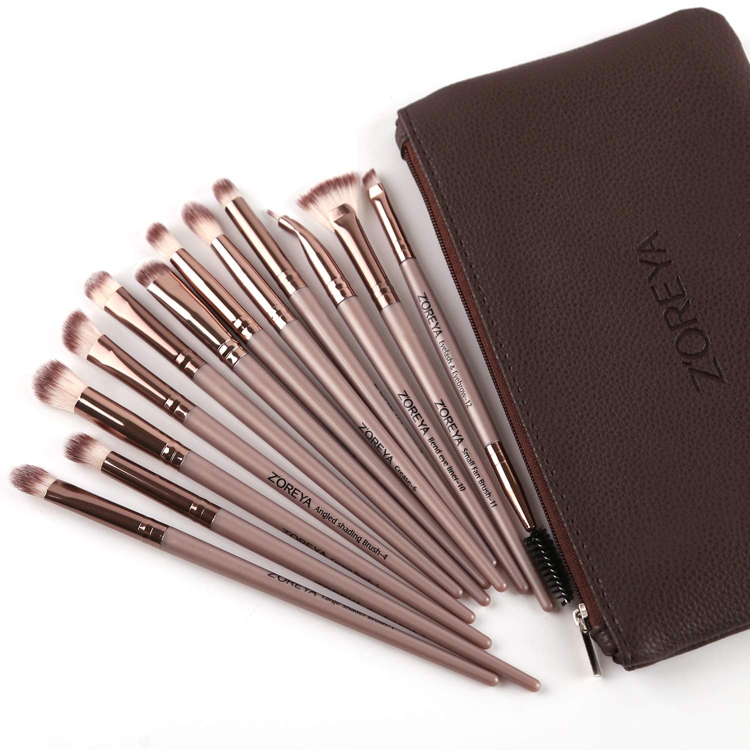 Elevate Your Eye Makeup Game with the 12-Piece Professional Brush Set in Elegant Champagne Gold