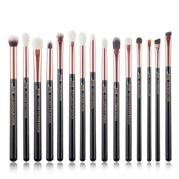 Elevate Your Eye Makeup Game with the 15-Piece Professional Makeup Brushes Set - Luxurious Wood Handles & Ultra-Soft Bristles in Pearl Black/Rose Gold