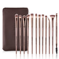 Elevate Your Eye Makeup Game with the 12-Piece Professional Brush Set in Elegant Champagne Gold