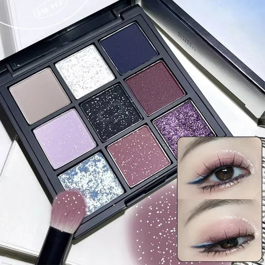 Unleash Your Inner Artist with the 9-Color Dark Punk Smoked Eyeshadow Palette – Vibrant Black, Purple, and Earthy Hues for Stunning Makeup Looks!
