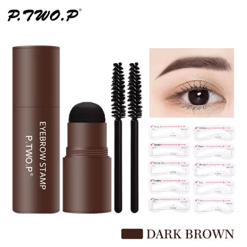 Achieve Perfect Brows Effortlessly with the PTWOP One Step Eyebrow Stamp Shaping Kit – Waterproof Makeup Stencil & Brush Set!
