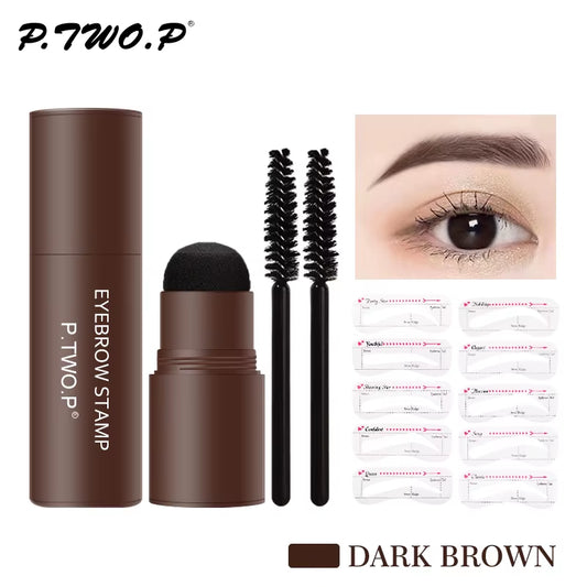 Achieve Perfect Brows Effortlessly with the PTWOP One Step Eyebrow Stamp Shaping Kit – Waterproof Makeup Stencil & Brush Set!