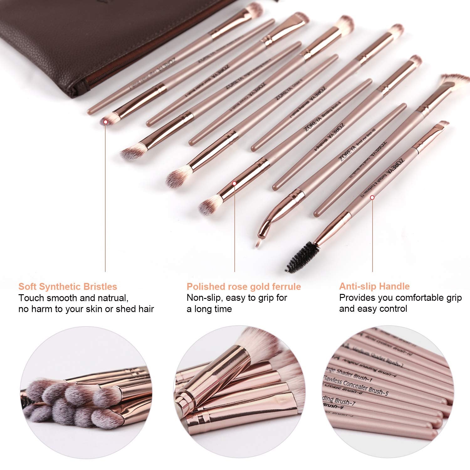 Elevate Your Eye Makeup Game with the 12-Piece Professional Brush Set in Elegant Champagne Gold