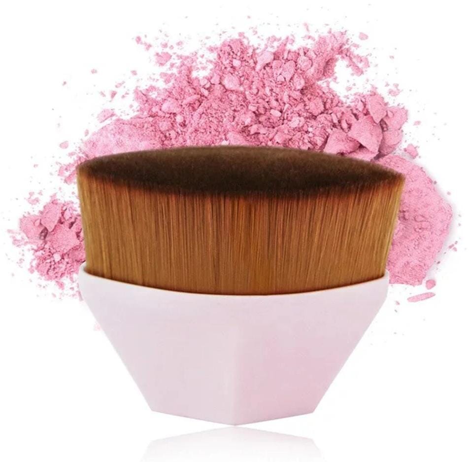 Pink compact professional makeup brush with soft dense bristles